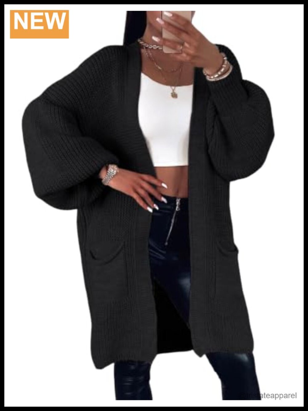 Oversized Open Front Chunky Knit Long Cardigan with Pockets